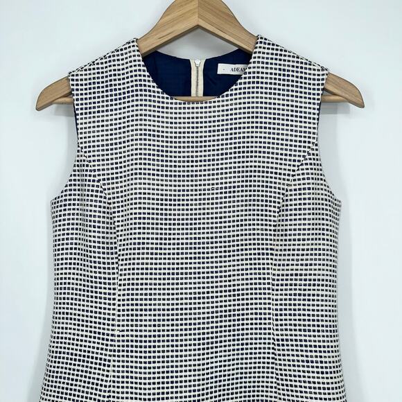 ADEAM Tweed Dress Sleeveless Plaid Fringe Trim Asymmetric Mini Dress - Picture 6 of 13